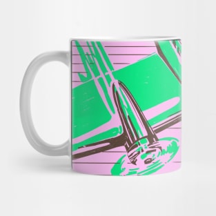 Retro Airplane Pink and Green Mug